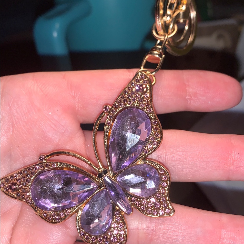 crystal butterfly purse/bag charm Keychain nwt - Picture 6 of 9